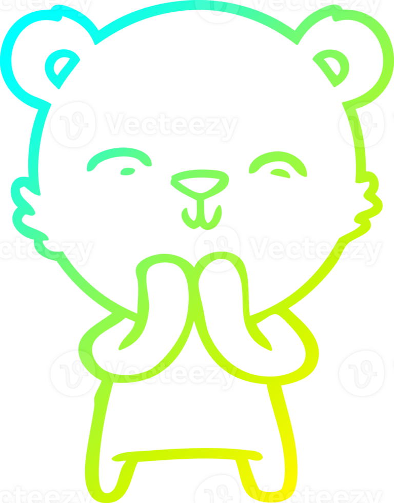 cold gradient line drawing of a happy cartoon polar bear png