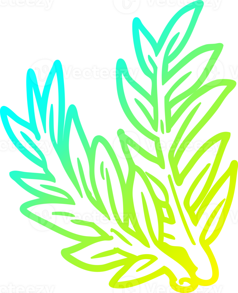 cold gradient line drawing of a Cartoon plant png