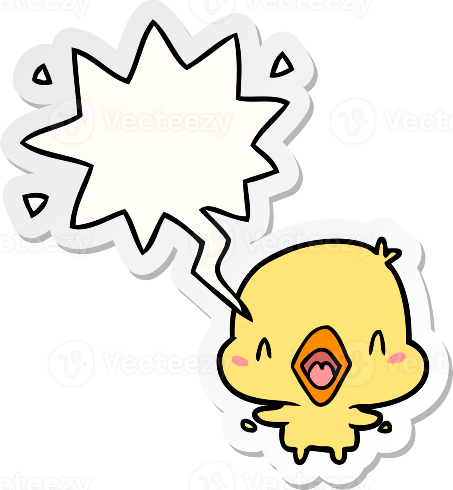 cartoon happy bird with speech bubble sticker png