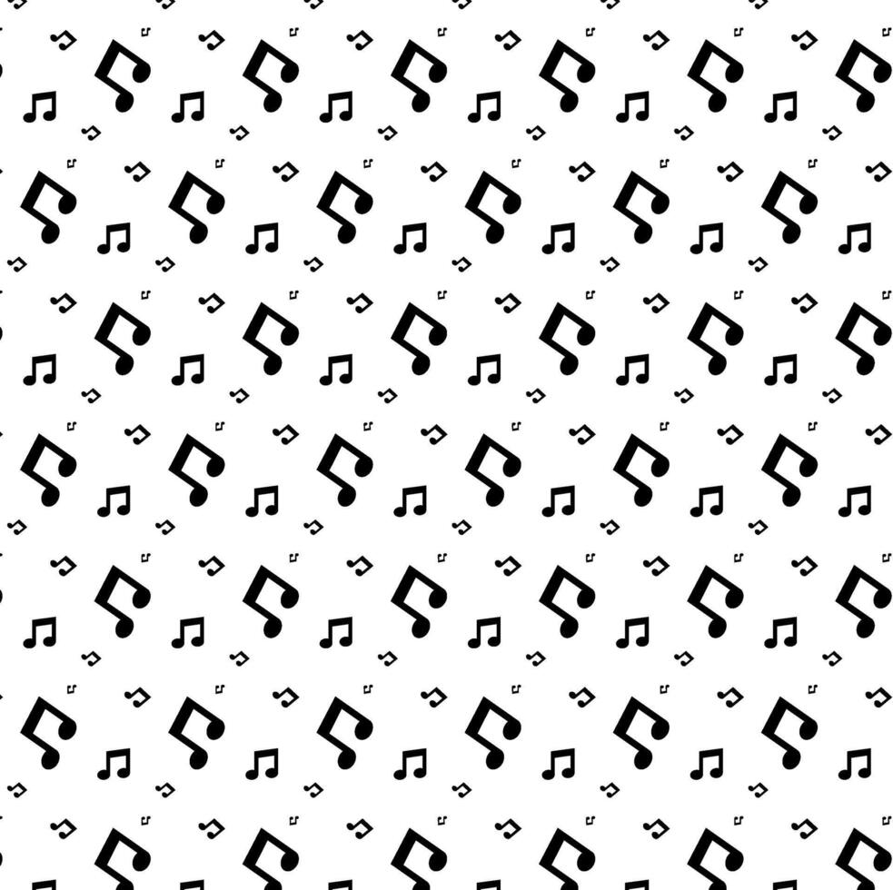 Abstract Seamless Pattern of large and small Musical Notes. Black and White repeating Background with Musical Note for fabric, textile, scrapbook paper, wallpaper, surface design, wrapping paper vector