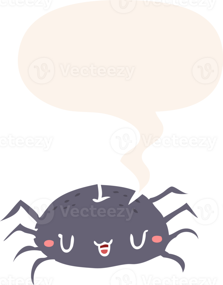cartoon halloween spider with speech bubble in retro style png