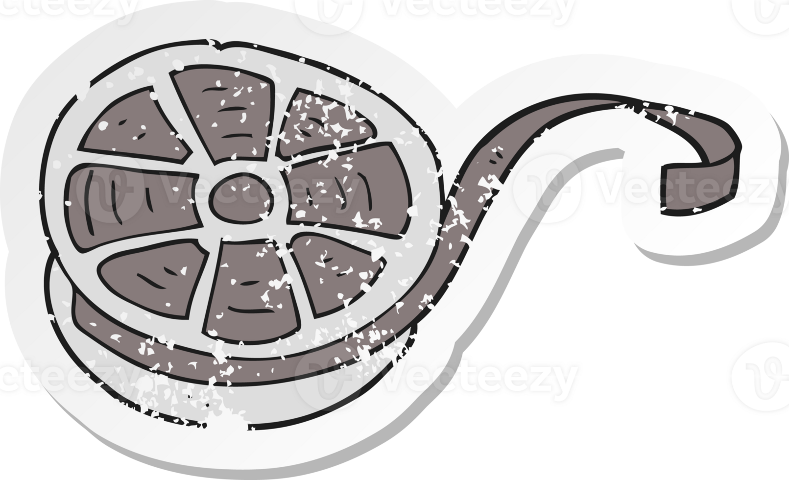 retro distressed sticker of a cartoon film png