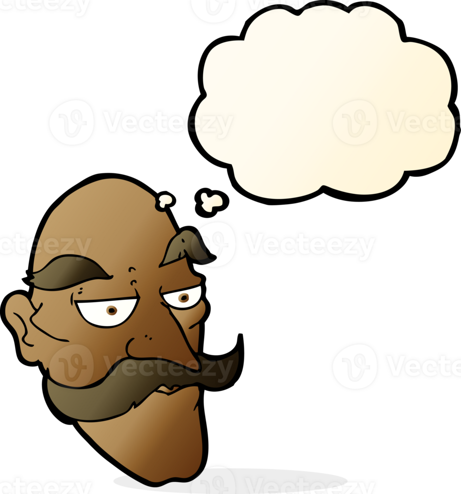 cartoon old man face with thought bubble png