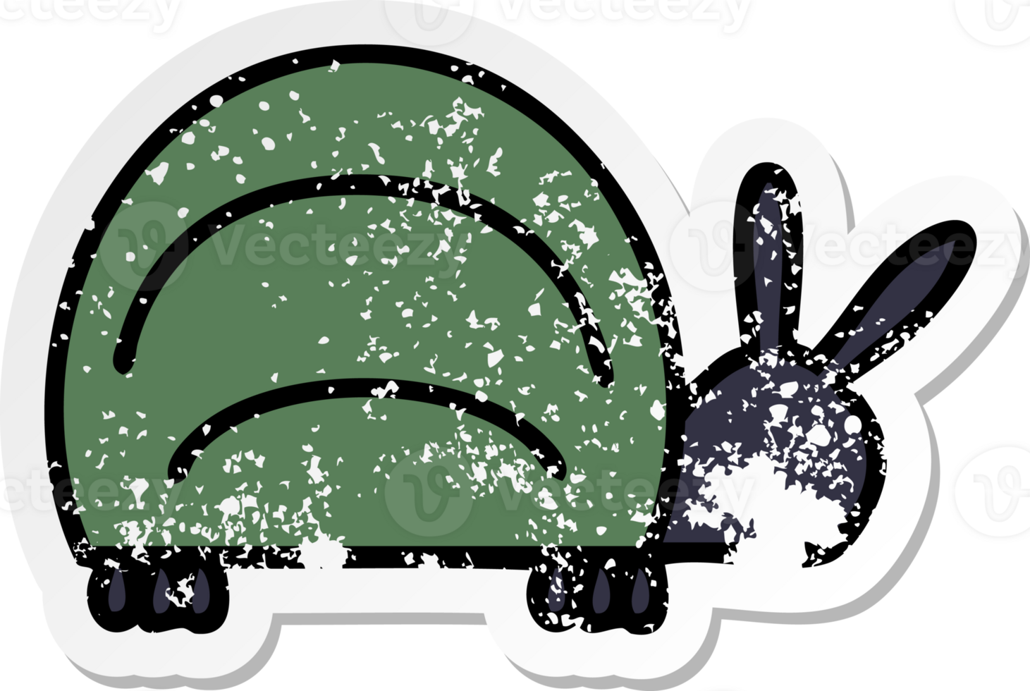 distressed sticker of a cute cartoon green bug png