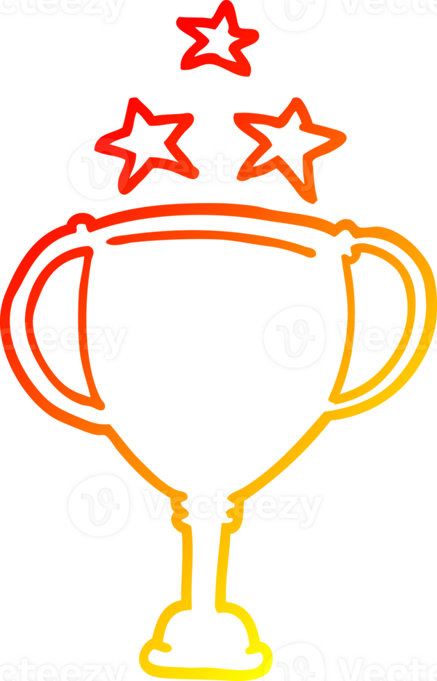 warm gradient line drawing of a cartoon sports trophy png