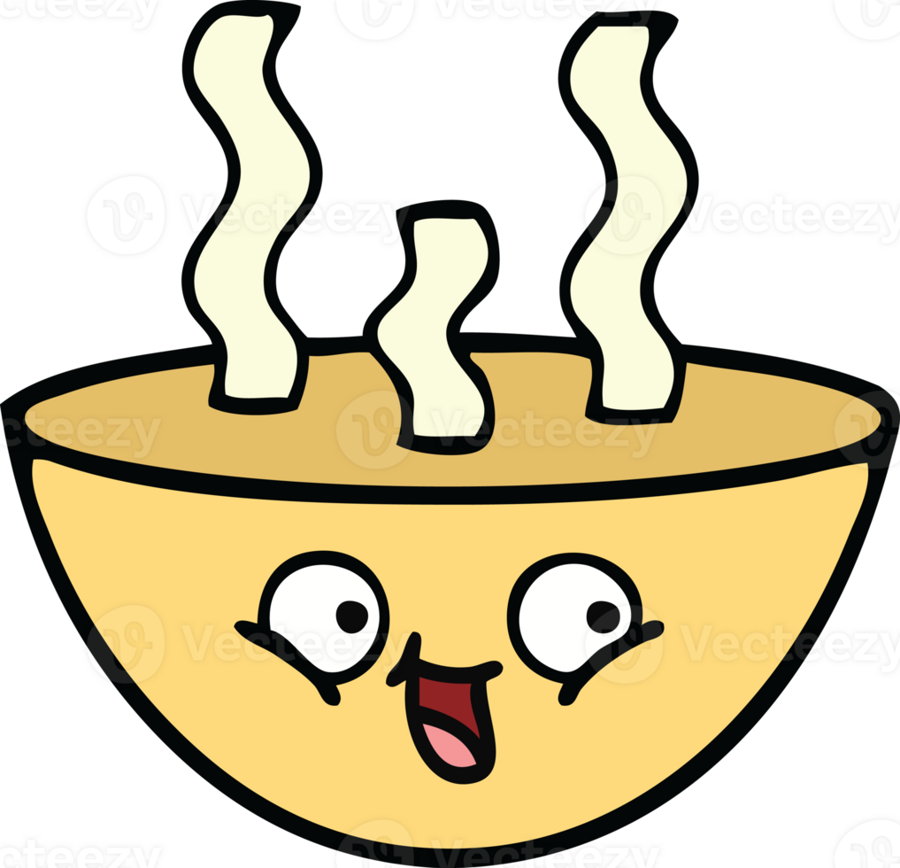 cute cartoon of a bowl of hot soup png