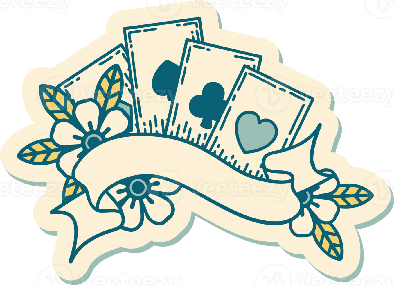 sticker of tattoo in traditional style of cards and banner png