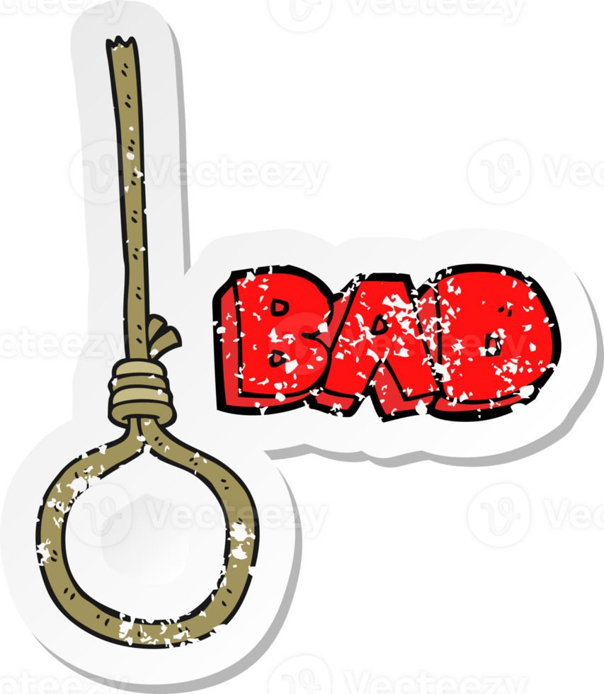 retro distressed sticker of a cartoon noose png
