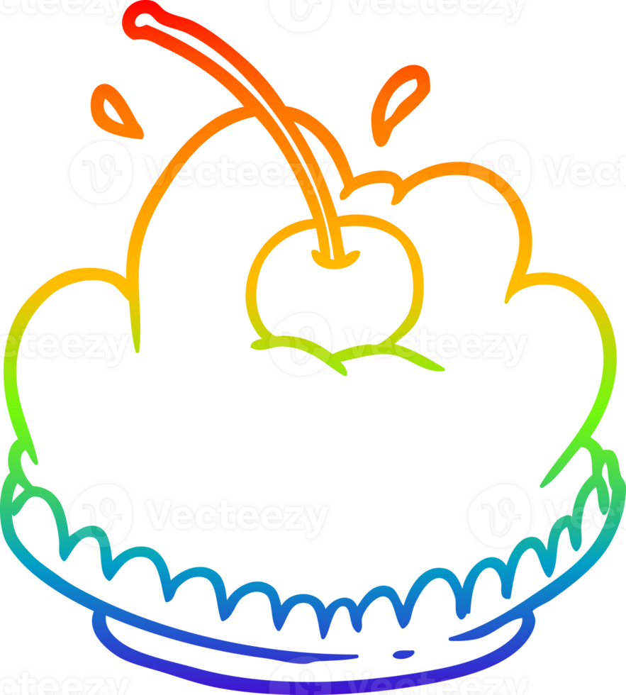 rainbow gradient line drawing of a tasty dessert png