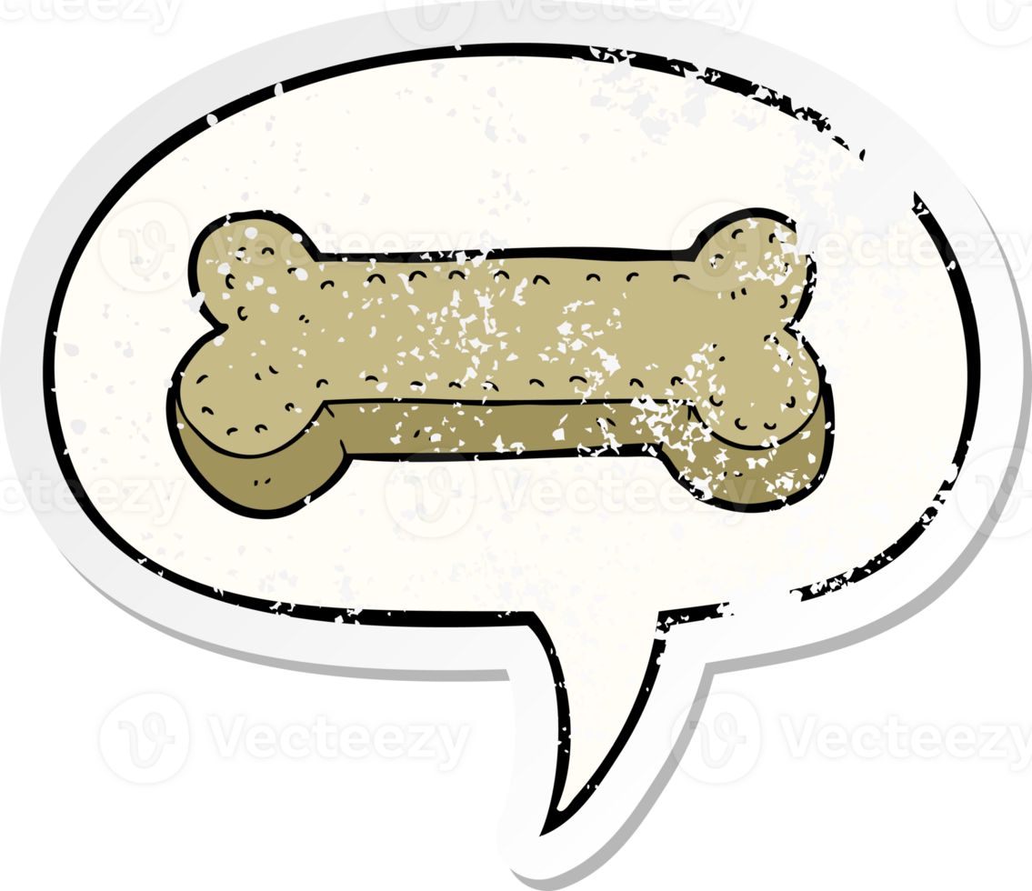 cartoon dog biscuit with speech bubble distressed distressed old sticker png