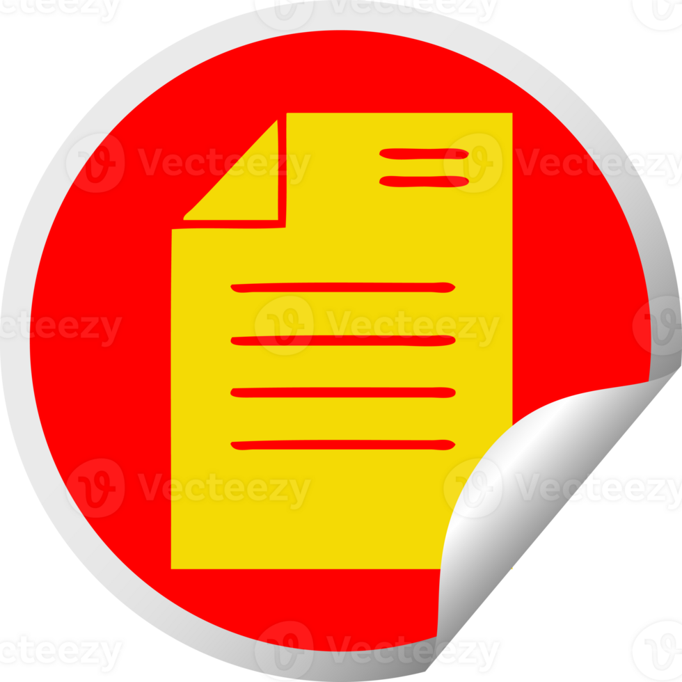 circular peeling sticker cartoon of a sheet of paper png