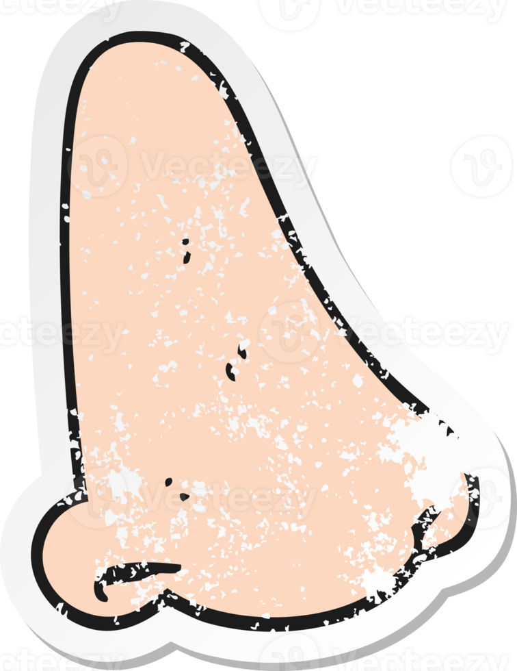 retro distressed sticker of a cartoon human nose png