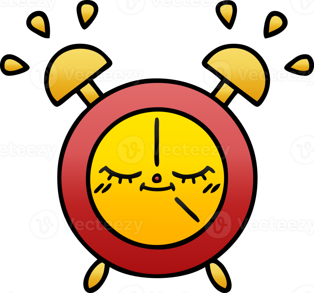 gradient shaded cartoon of a alarm clock png