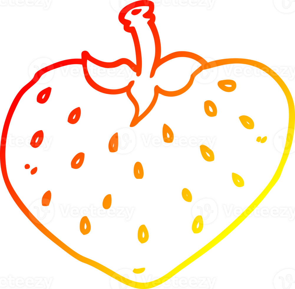 warm gradient line drawing of a cartoon strawberry png