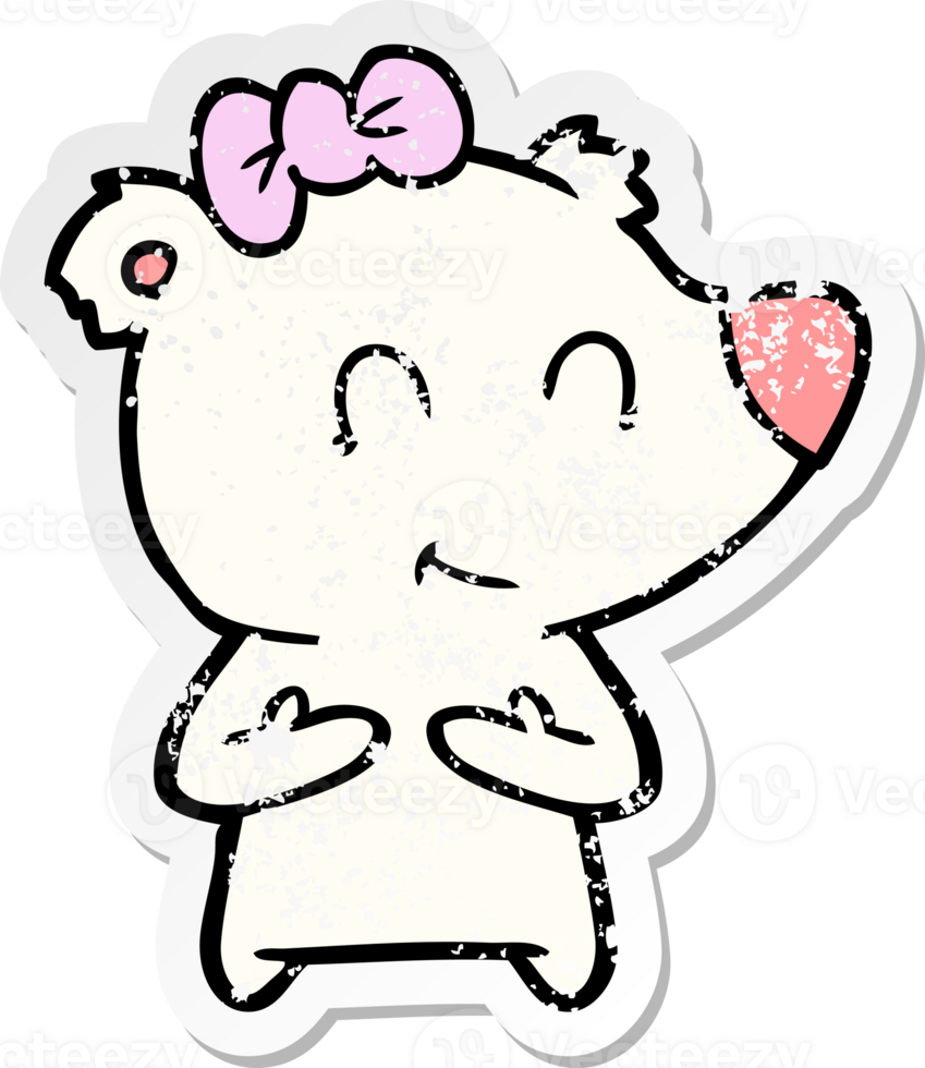 distressed sticker of a female polar bear cartoon png