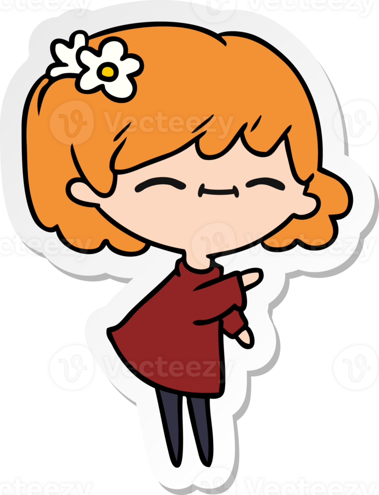 hand drawn sticker cartoon of cute kawaii girl png
