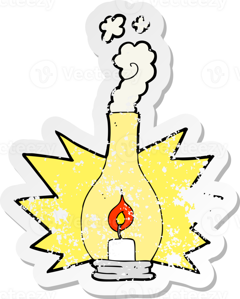 retro distressed sticker of a cartoon old glass lantern png
