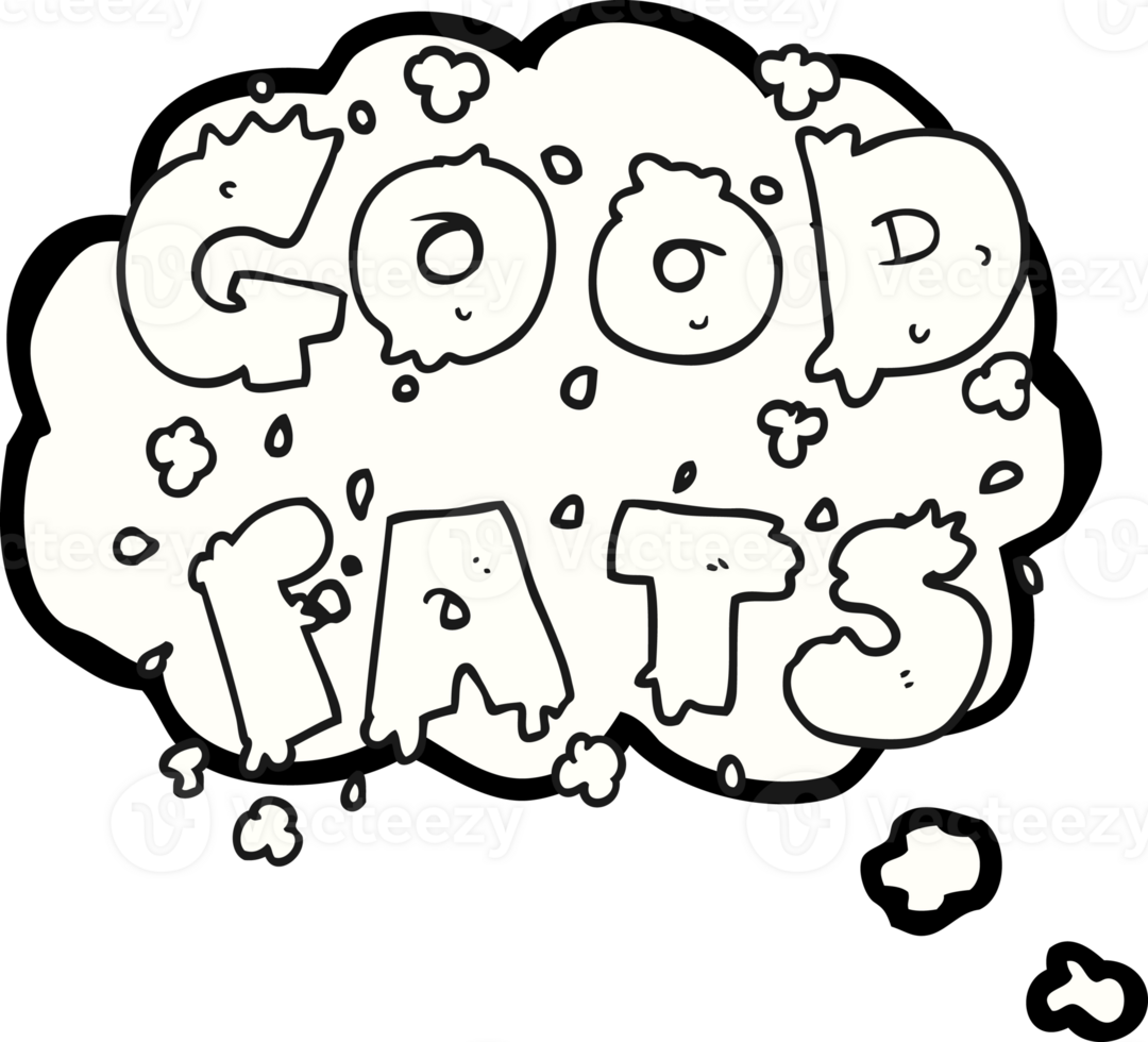 hand drawn thought bubble cartoon good fats sign png