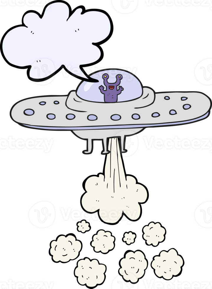 hand drawn speech bubble cartoon flying saucer png