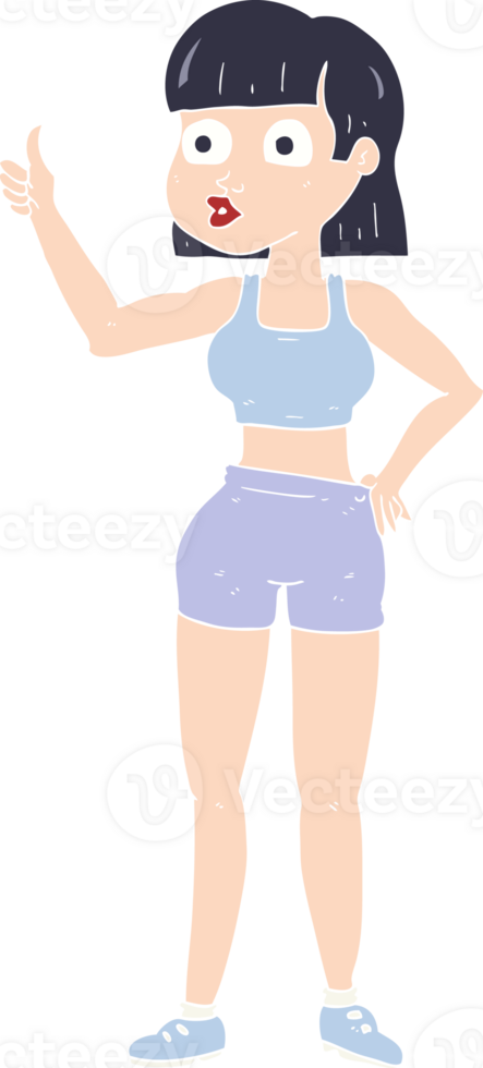 flat color illustration of gym woman png