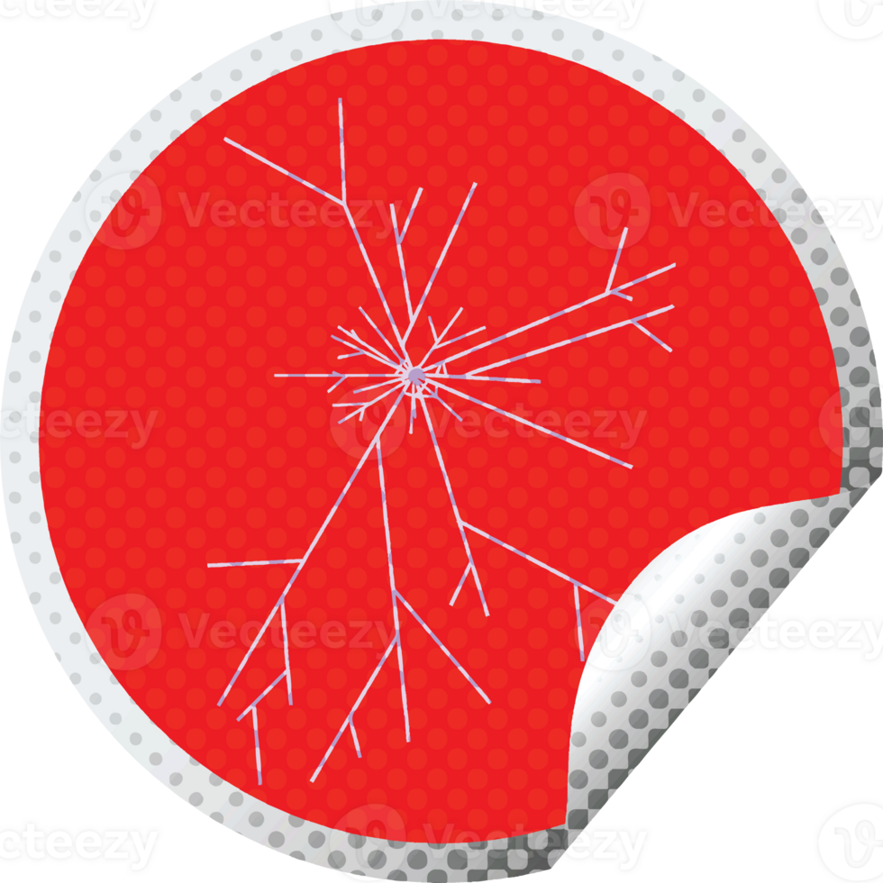 knäckt skärm grafisk illustration cirkulär klistermärke png