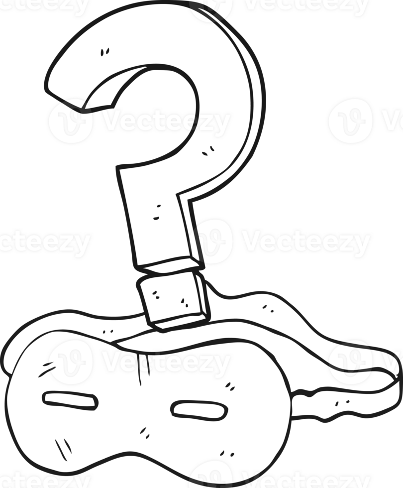 hand drawn black and white cartoon mystery mask png