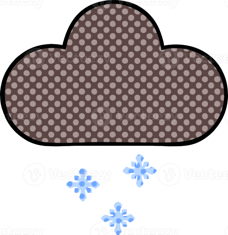 comic book style cartoon of a storm snow cloud png
