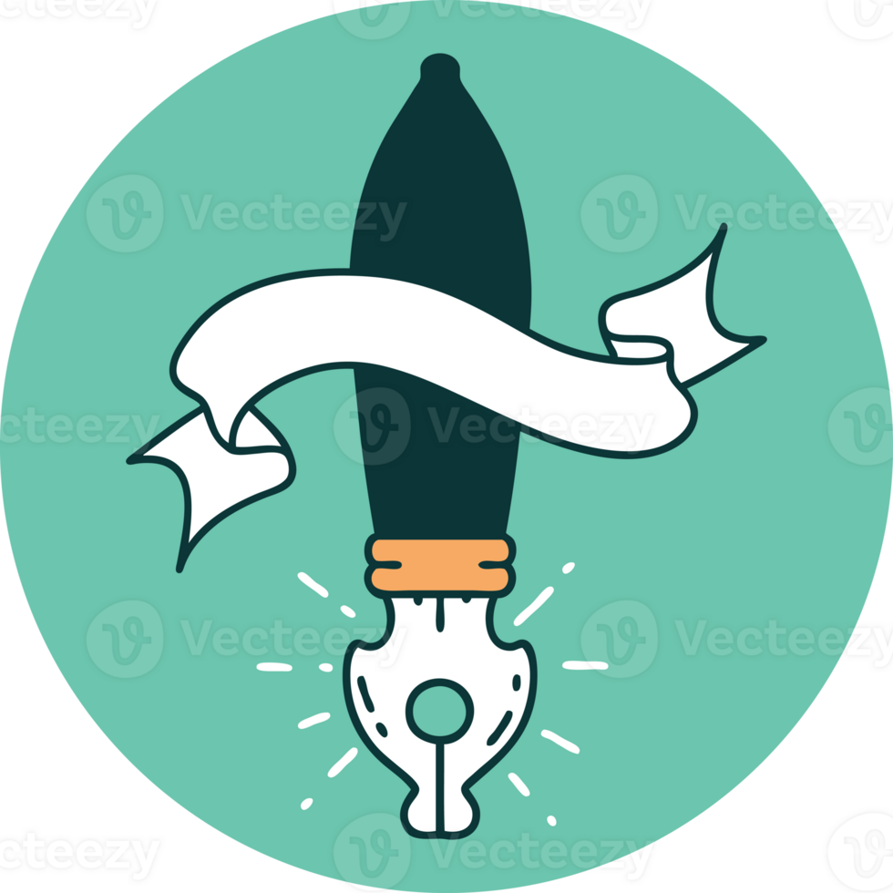 icon of a tattoo style fountain pen png