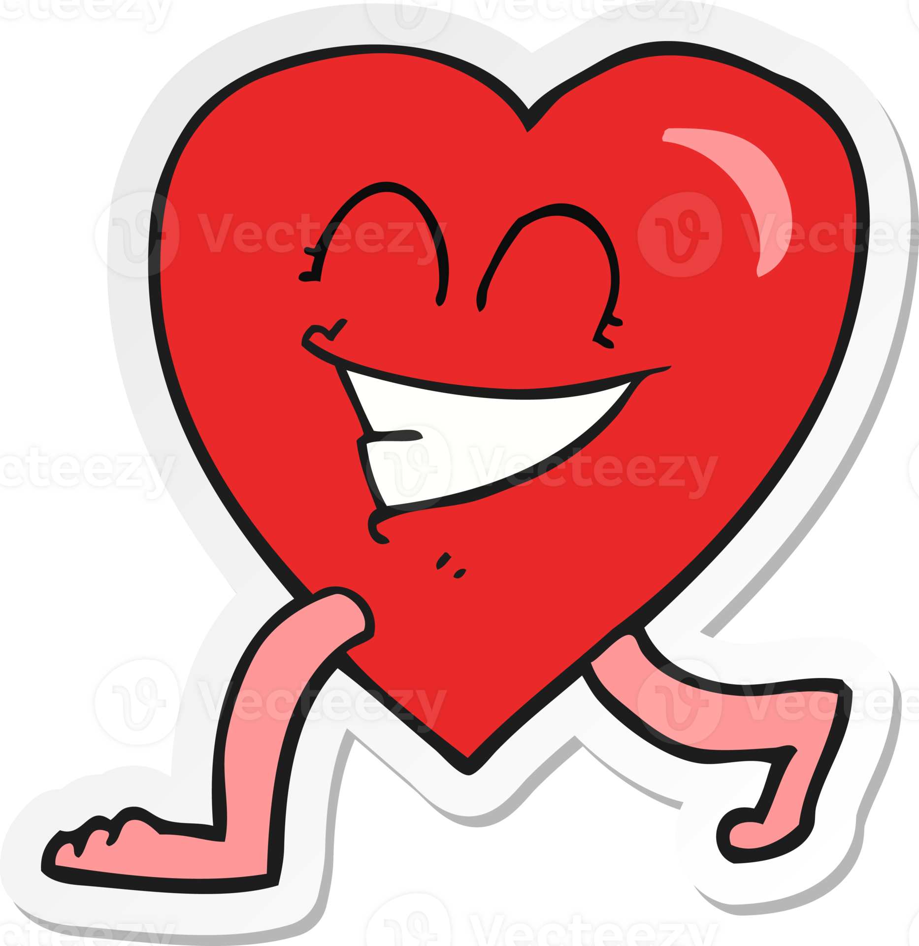 sticker of a cartoon walking heart 45142124 PNG