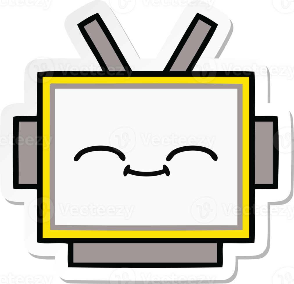 sticker of a cute cartoon robot head png