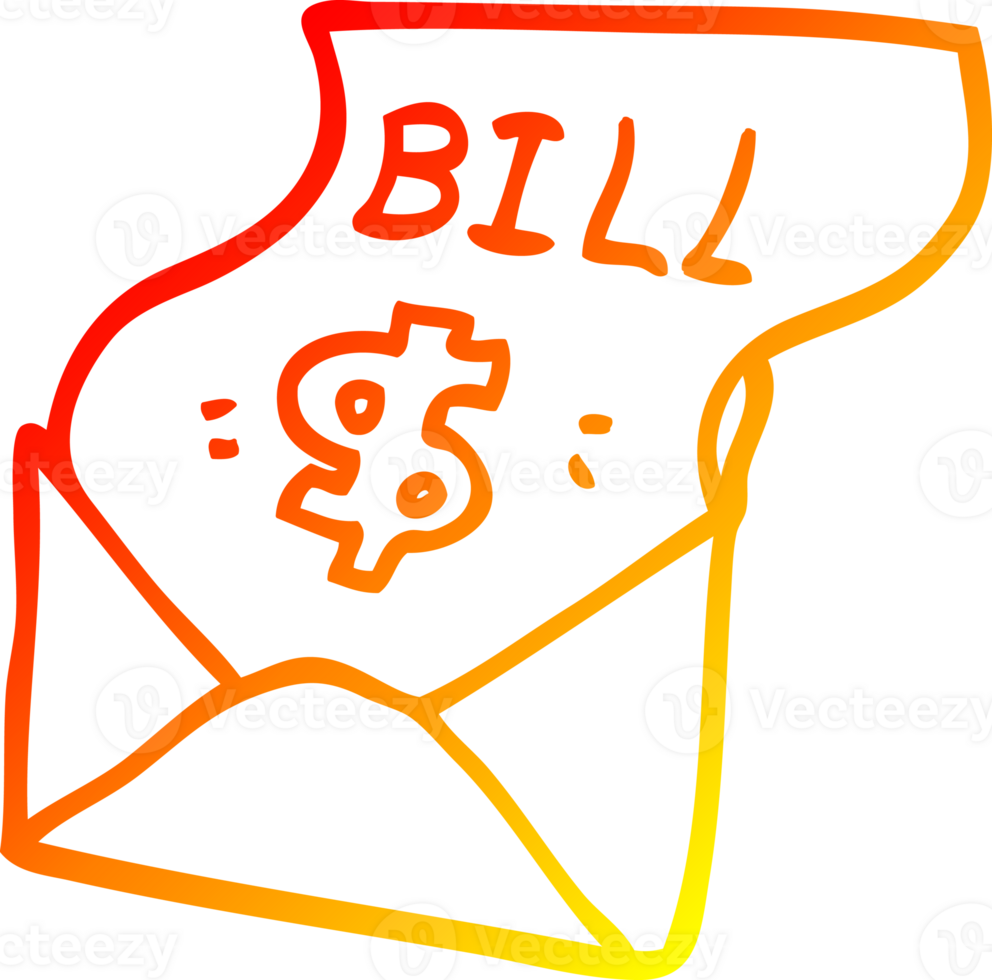 warm gradient line drawing of a cartoon bill in envelope png