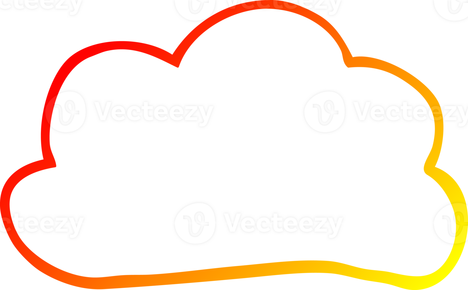 warm gradient line drawing of a cartoon weather cloud png
