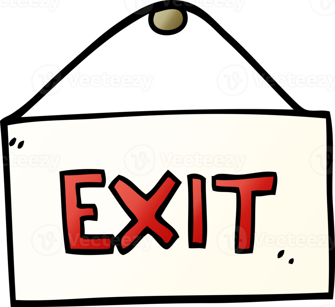 cartoon doodle exit sign png