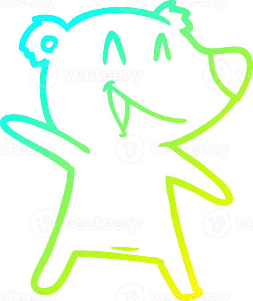 cold gradient line drawing of a laughing bear cartoon png