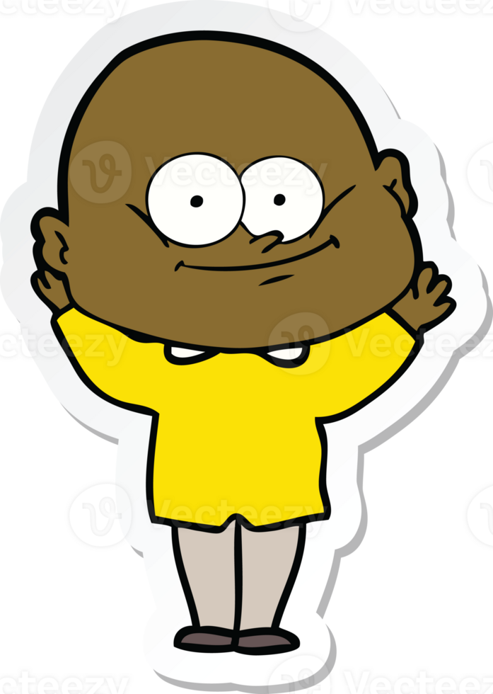 sticker of a cartoon bald man staring png