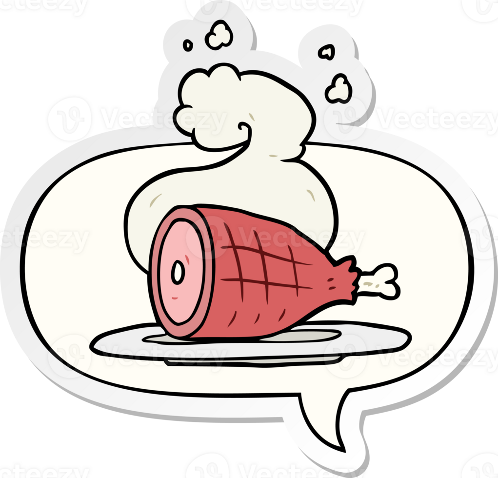cartoon cooked meat with speech bubble sticker png
