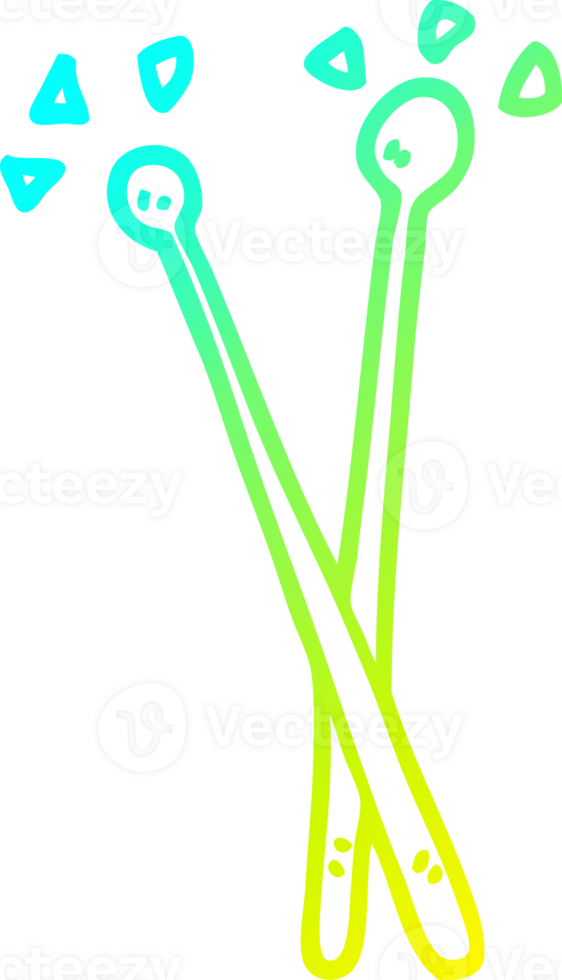 cold gradient line drawing of a cartoon drum sticks png