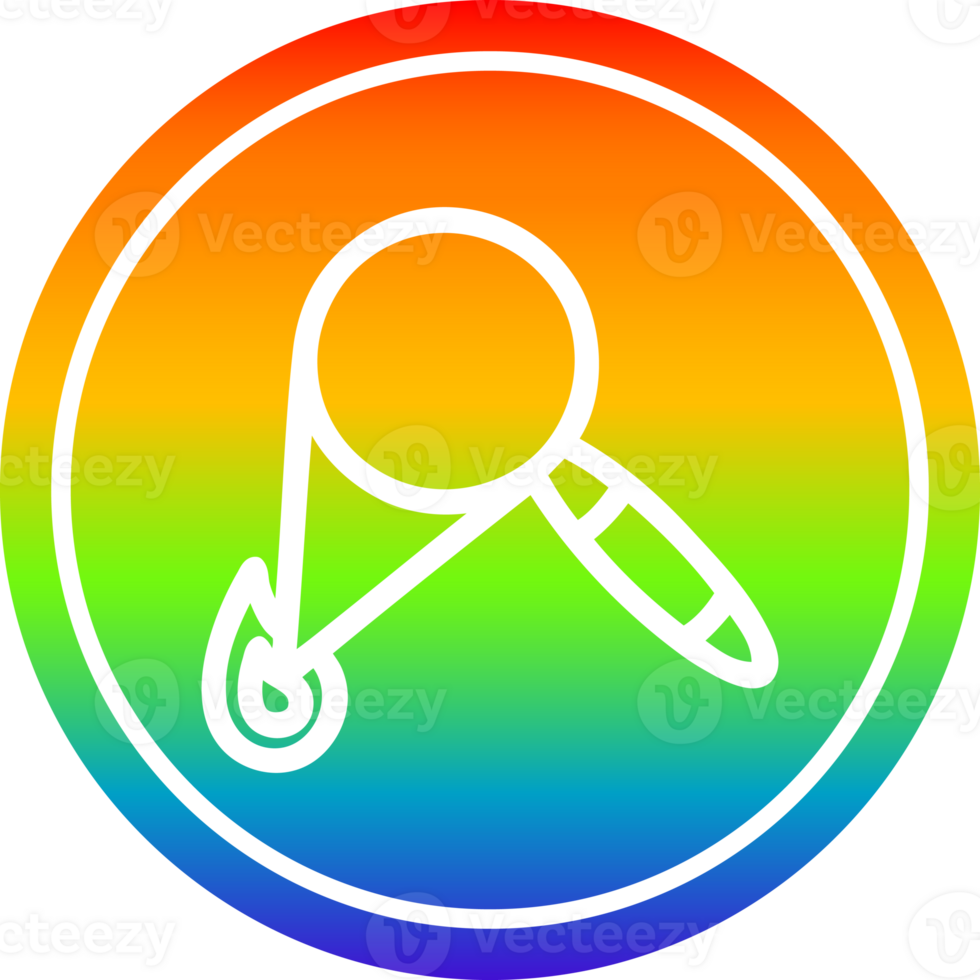 magnifying glass burning circular icon with rainbow gradient finish png