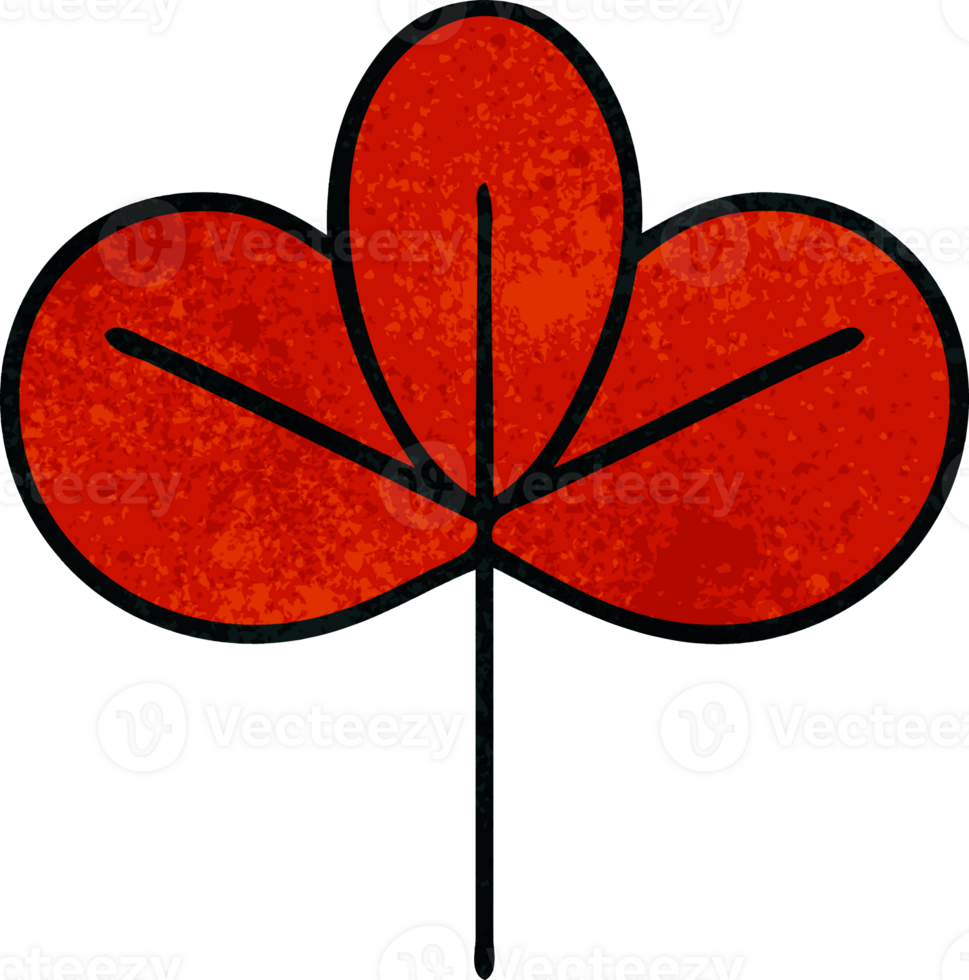 retro grunge texture cartoon of a autumn leaf png