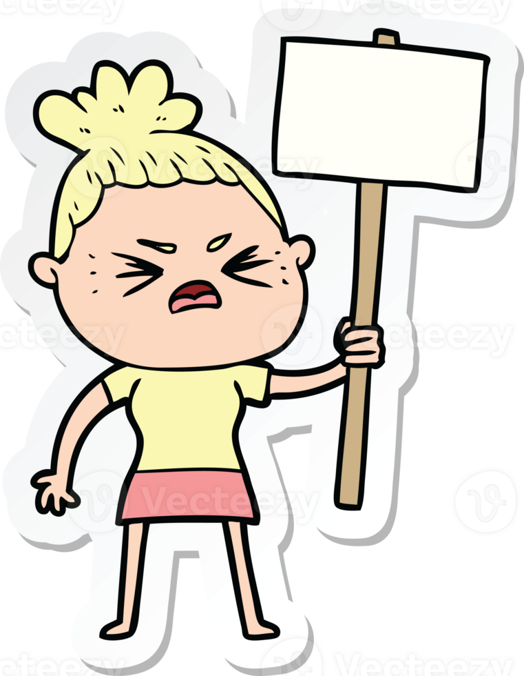 sticker of a cartoon angry woman png