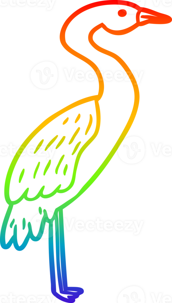 rainbow gradient line drawing of a Cartoon stork png