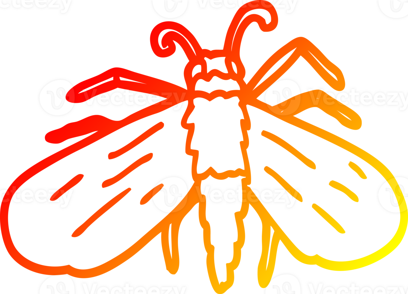 warm gradient line drawing of a cartoon fly png