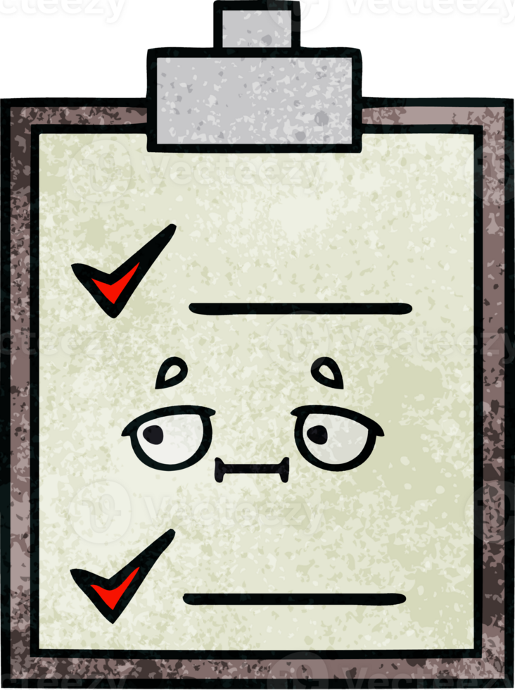 retro grunge texture cartoon of a check list png