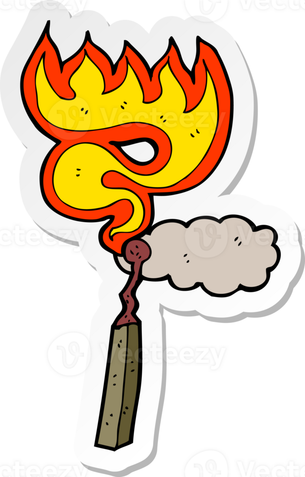 sticker of a cartoon burning match png