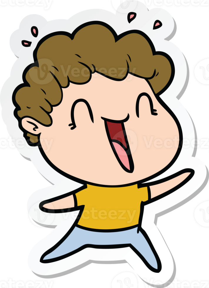 sticker of a cartoon happy man png