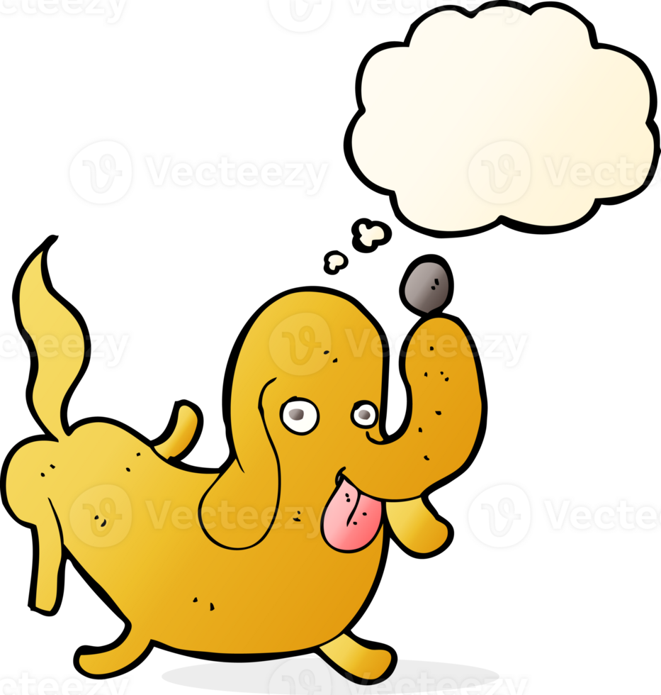 cartoon dog sticking out tongue with thought bubble png