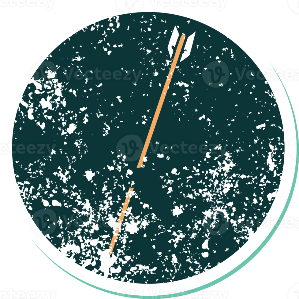 iconic distressed sticker tattoo style image of an arrow png