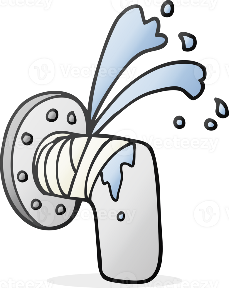 hand drawn cartoon leaky pipe png