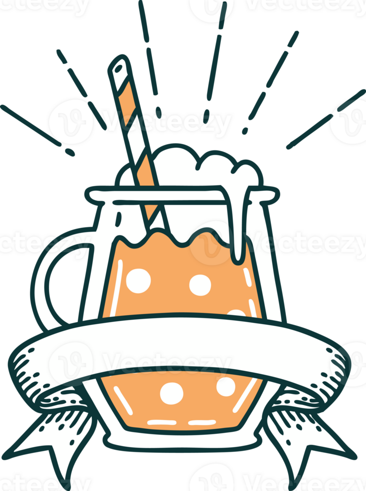 scroll banner with tattoo style ginger beer png