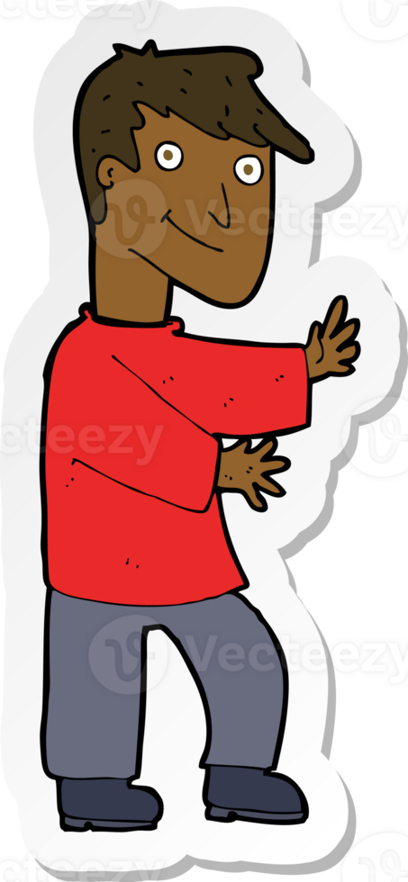 sticker of a cartoon happy man png